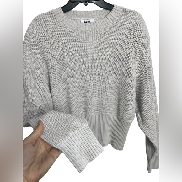 525 AMERICA | CREWNECK SHAKER STITCH SWEATER | SILVER NWT Large - Picture 2 of 5